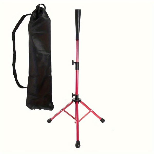 Adjustable Height Baseball Bat Stand: High Strength Steel, Non-Slip Rubber Feet, and Durable Tripod Base for Enhanced Batting Practice