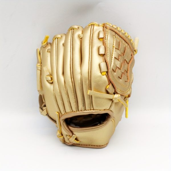 1pc 7in PU Golden Baseball Gloves, Outdoor Baseball Training Gloves, Sports Gift For Baseball Players