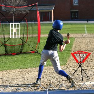 Baseball Net, 7'??7' Baseball Softball Pitching Net with Batting Net, Baseball Tee, Caddy, 2 Strike Zone, Carry Bag, Baseball Practice Net for Batting Hitting and Pitching